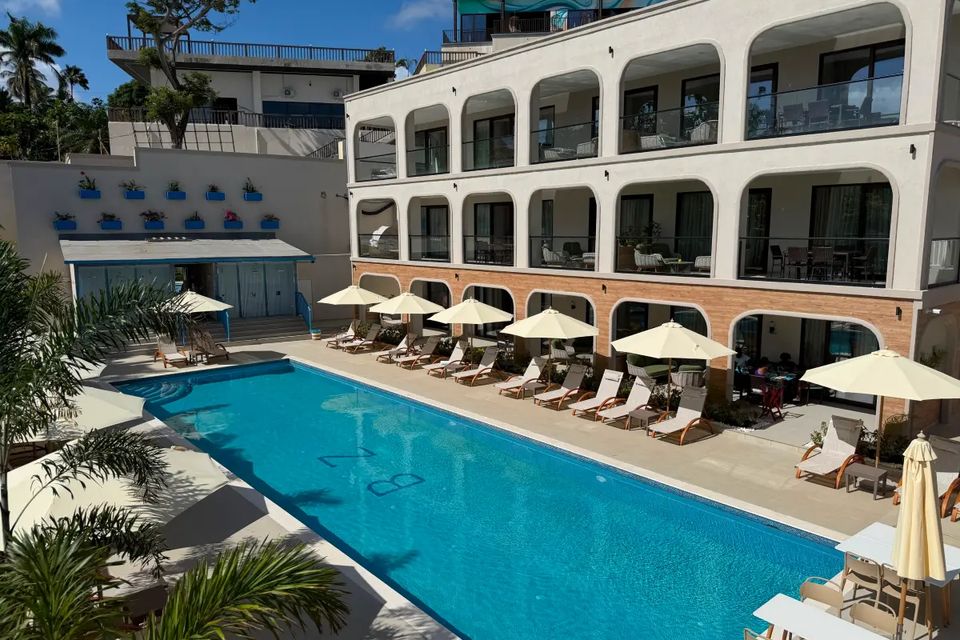 A residence and pool deck at A'ila, Rodney Bay.