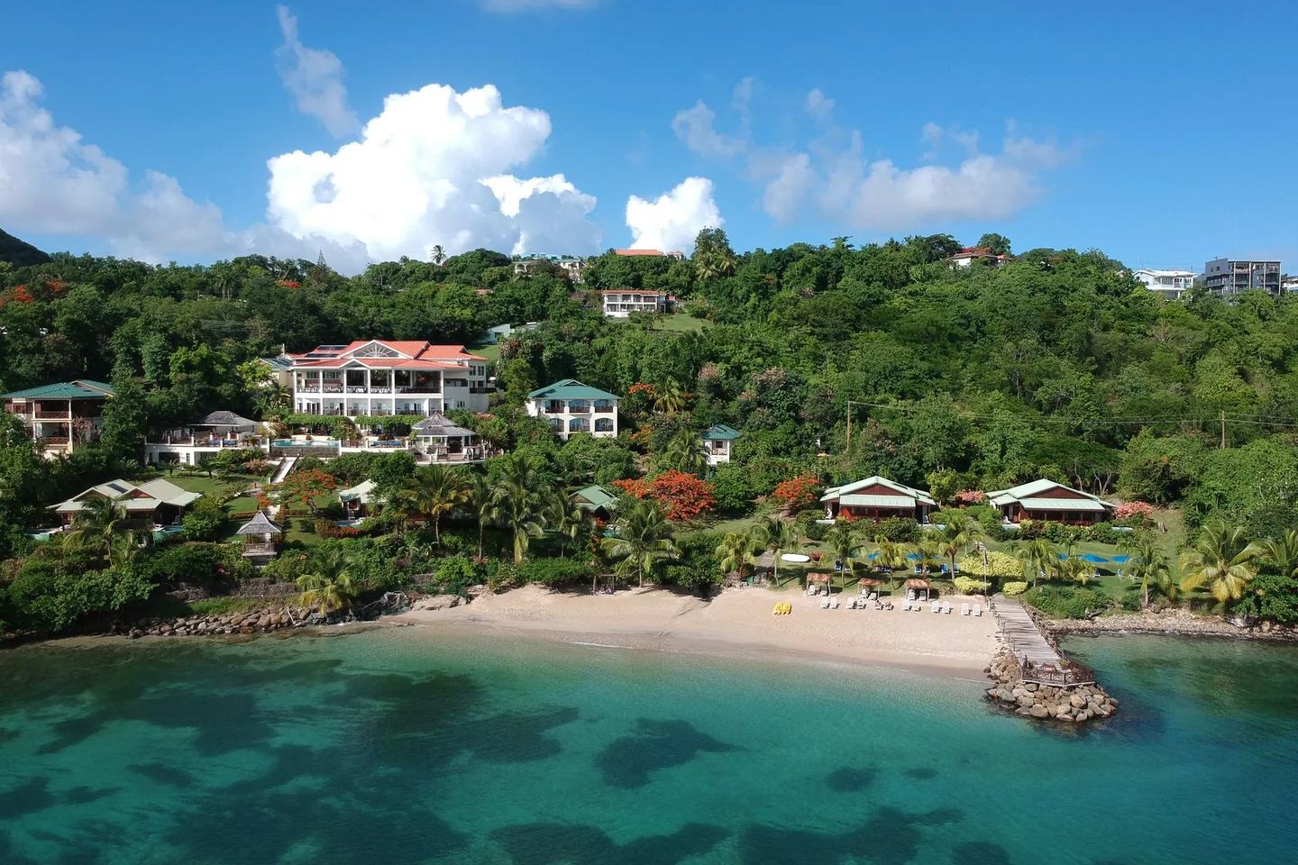 Calabash Cove above its beach on Bonaire Bay.