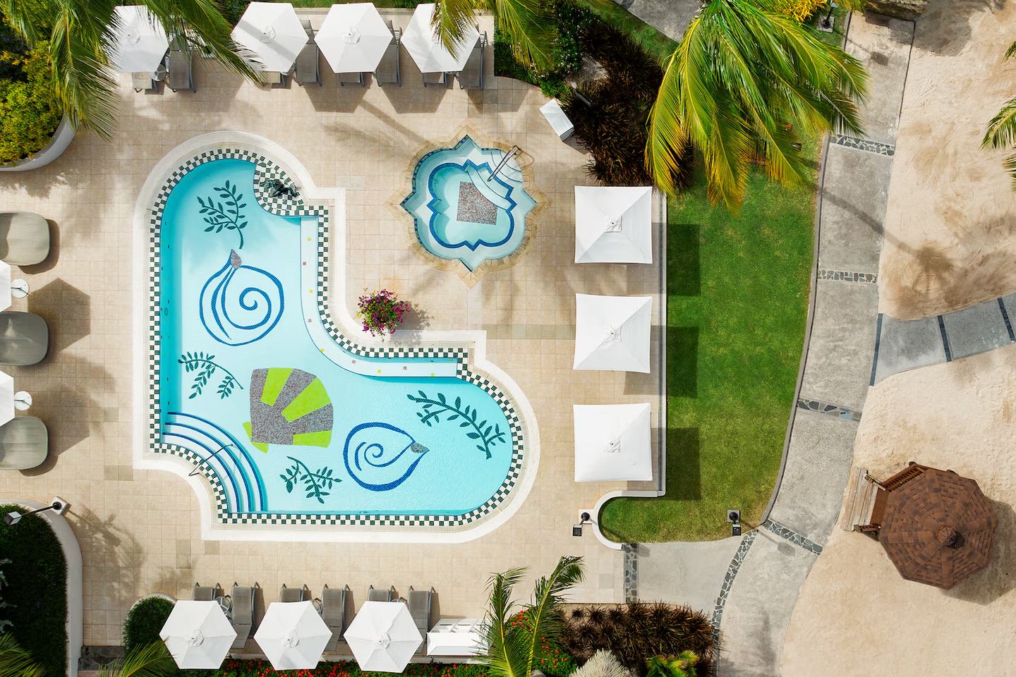 Sandals Grande St. Lucian on the Pigeon Island causeway from the air.