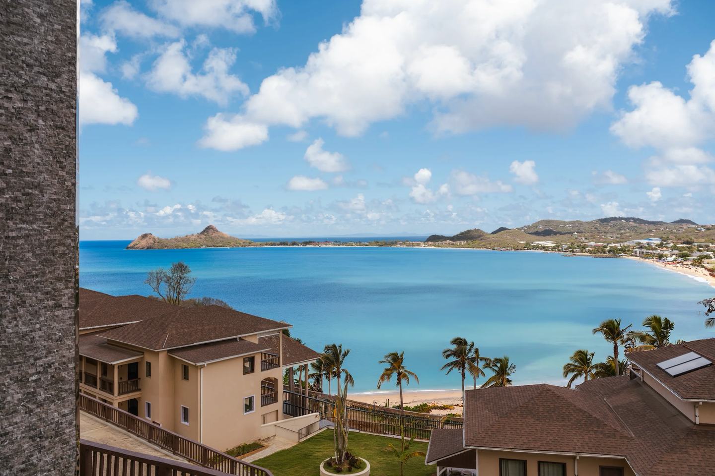 TheLifeCo above the coastline at Rodney Bay.